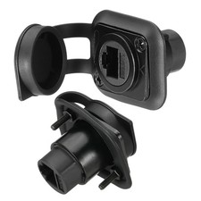 2Pcs RJ45 Cat6 Shielded Panel Mount Coupler with Dust Cover Black picture