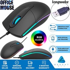 Longwake Optical Wired Scroll Wheel Mouse for PC Laptop Computer, Black Mice picture