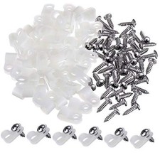 50 Pack R Type Cable Clip Wire Clamp with Screws - Nylon Screw 1/4 Inch White picture