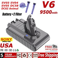 For Dyson V6 Battery DC58 DC59 DC61 DC62 Animal 9.5Ah Battery+2pcs Filters picture