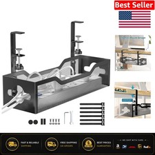 Durable Under Desk Cable Management Tray - Fits 0.4-2” Desks, Modern Style picture