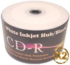 100-Pak White Inkjet Hub Printable Diamond BLACK Record Surface 52X 80-Min CD-Rs picture