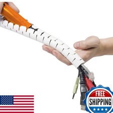 D-Line Cable Zipper Cord Tube Organizer 8.2 FT 1 Inch Diameter White picture