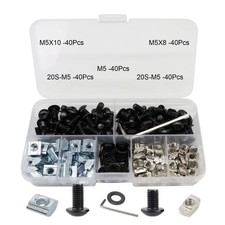 FORRCKY 200Pcs 2020 Aluminum Extrusion Hardware M5x8 M5x10 M5 washer, Black  picture