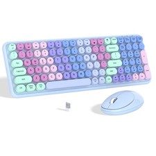 Links9+ Colorful Wireless Keyboard Mouse Combo, Gradient Rainbow Colors NEW picture