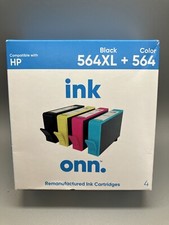 onn. Remanufactured HP 564XL Black and 564 Color (C/M/Y) Ink Cartridges, 4 Pack picture
