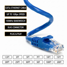 Cat5e CAT5 Network Ethernet Computer Patch Cable PC XBOX, PS3, PS4 Blue lot picture