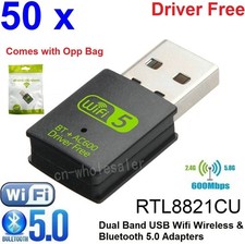 LOT 50 x 600Mbps Mini USB WiFi Wireless + Bluetooth 5.0 Adapters WIFI+BT 2.4G 5G picture
