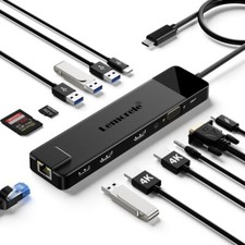 Lemorele Adapter Hub 3.0 Usb Pd100w 4k Hdmi Rj45+vga Tf/sd, suitable for laptops picture