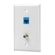 IBL-1 Cat6 Ethernet Port and 1 Gold-plated Cable TV Coax F Type Port Wall Plate picture