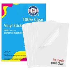 Premium Printable Vinyl Sticker Paper for Inkjet & Laser Printer, 100% Transp... picture