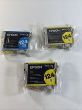 Epson 124 Lot Of 3 New Sealed 1 Cyan 2 Yellow Expired 2010 picture