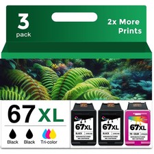 Ubinki 67XL Ink Cartridge Black/Color Combo 3-Pack Replacement HP Ink 67 HP67 picture