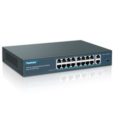 16 Port Gigabit PoE Switch with 2 Gigabit Uplink, 16 PoE+ Port 1000Mbps, 250W... picture
