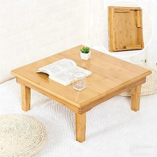 SH-tables Folding Japanese-Style Square Bamboo Table, Computer Desk, Low Multi-F picture