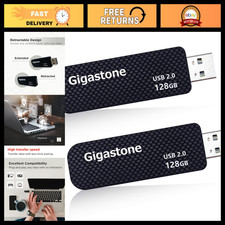 128GB USB 2.0 Flash Drive 2-Pack, Capless Retractable, Carbon Fiber, Durable Sto picture