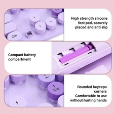 Purple Wireless Cute 104 Keys Keyboard With Typewriter Style For PC picture