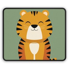 Smiling Tiger Gaming Mouse Pad | Cute Cartoon Animal Desk Mat picture