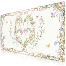 iCasso White Desk Mat, Anti-Slip Large Gaming Mousepad, Cute Desk Pad XXL picture