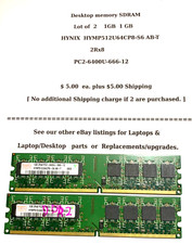 Lot of 2  1GB  1 GB Hynix SDRAM DIMM  PC2-6400 U 666-12 HYMP512U64CP8-S6  2Rx8 picture