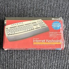 Microsoft Internet Keyboard White 10 Hot Keys Palm Rest New In Box Sealed picture