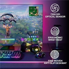 6-PC Wired RGB Mechanical Keyboard, Mouse & Pad, Headset w/Stand Light picture