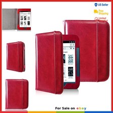 Folio Case for Nook Simple Touch Glowlight 6 Inch PU Leather Wine Red Magnetic picture