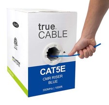 Truecable Cat5e Riser cmr 1000ft Blue 24awg 4 Pair Solid Bare Copper 350mhz Po picture