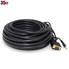 35FT SVGA VGA 15-Pin PC Monitor Video Cable & 3.5mm Stereo Audio Male Plug Cord picture