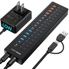 Powered USB 3.0 Hub, 16 Port USB Hub Powered(Include 2*USB C 3.0+4 Smart Char... picture