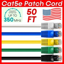 50 FT Cat5e Cable CAT5e Patch Cord LAN Network Router 8P8C RJ45 Ethernet Cable picture