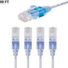 5x 50FT CAT6A RJ45 Slim Ethernet Network Cable UTP 10G Copper Wire 30AWG White picture
