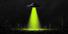 Alien UFO Abduction Desk Mat Mouse Pad | 2 Sizes | Retro Sci-Fi Space Art. picture