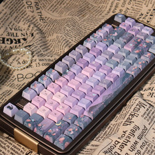 Midsummer Night Cherry MOA Profile PBT Keycaps Purple Butterfly Flower 120 Key picture