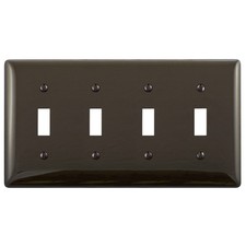Hubbell NP4 Brown 4-Gang Toggle Switch Unbreakable Nylon Standard Size Wallplate picture