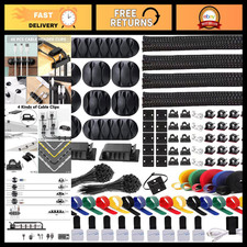 300PCS Cable Management Kit - 4 Cable Sleeves & 35 Cable Clips for Organizing Wi picture