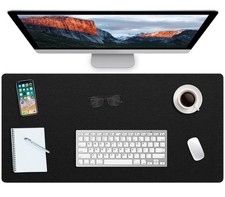 Multifunctional Office Desk Pad Mat NonSlip Waterproof PVC 14x24 Inch Black picture