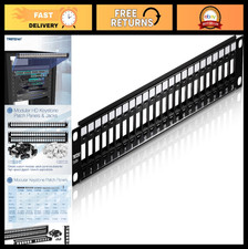 24-Port Blank Keystone Patch Panel 1U Rackmount, Metal Housing for Cat6 Jacks, B picture