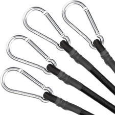 18 Inch Black Bungee Cords with Carabiner Hooks, 4Pcs picture
