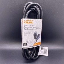New HDX Replacement Cord For Computer Monitor TV Black 16/3