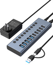 Acasis USB 3.2 Hub 10Gbps 10 Port On/Off Switch with AC Power Adapter for Laptop picture