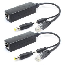 2-Pack 5V PoE Splitter, 48V to 5V 2.4A Adapter, Plug 3.5mm x 1.35mm, 5.5mm x ... picture