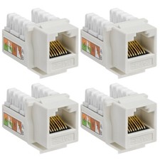 4 Pcs Cat5e RJ45 Network LAN Ethernet Keystone Jack 110 Punch Down Snap In White picture