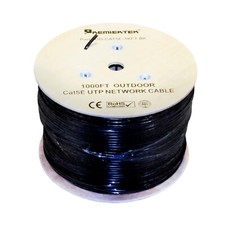 OUTDOOR CAT5E UTP 1000FT DIRECT BURIAL ETHERNET LAN NETWORK CABLE BLACK WOODEN picture