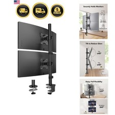 Vertical Dual Monitor Mount for 17-32 Inch Screens Desk Clamp Space Saver picture