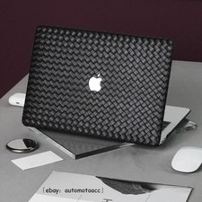 Black Braid Woven PU Leather Case For Macbook M4 Pro 14 16 Air 13 15 11 12 inch picture