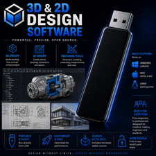 3D 2D CAD Software for Windows Mac Linux | Computer Aided Design USB - LATEST picture