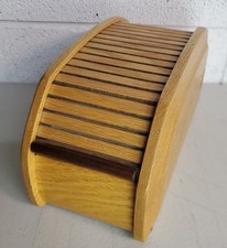 VTG Wooden Roll Top Box Floppy Disk Case Storage Locking *NO KEYS*  picture