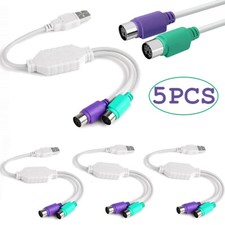 5x Dual PS2 Female to USB Male Converter Adapter Cable for Mouse Keyboard picture