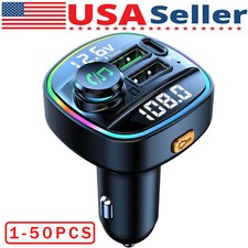 Bluetooth 5.0 Car Wireless FM Transmitter Adapter USB PD Charger AUX Hands LOT picture